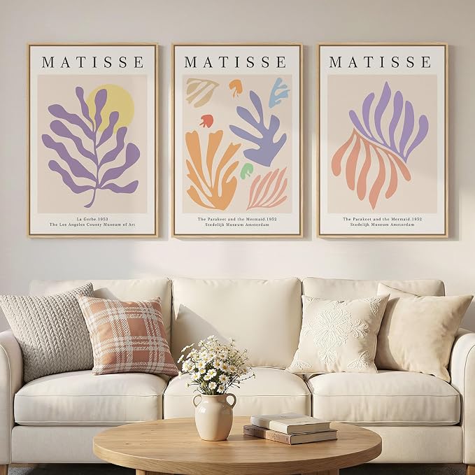 Framed Large Matisse Canvas Wall Art Set of 3, Vintage Colorful Abstract Floral - Image 2