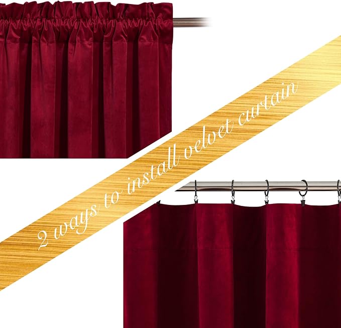 NICETOWN Christmas Red Velvet Curtains and Drapes - Image 2
