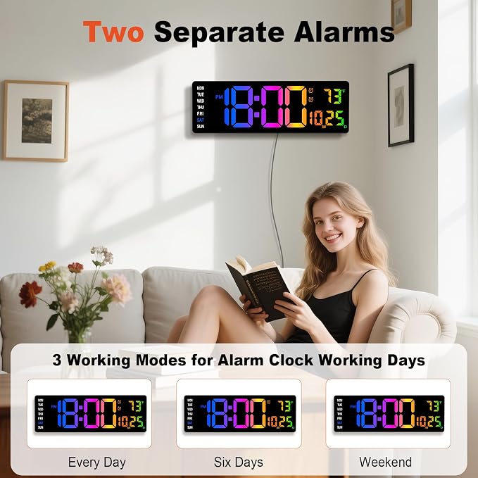 Pytha Sight 16 Inch Large Digital Wall Clock, Large LED Display Digital Wall - Image 7