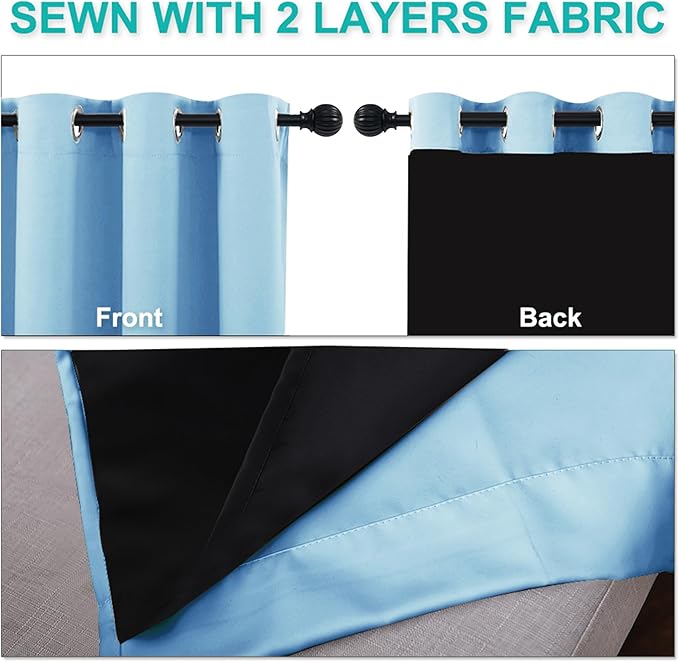 NICETOWN 100% Blackout Curtains 84 inches Long, 52 inches Wide, Pair of Energy - Image 5
