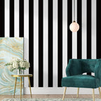 Jeweluck Black and White Wallpaper Peel and Stick Wall Paper 17.7”x393.7” Black by Jeweluck