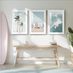 Framed Coastal Wall Art for Living Room, 3 Piece Beach Surfboard Palm Tree - Image 4