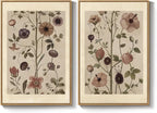 Large Framed Vintage Botanical Wall Art Set of 2, Neutral Antique Floral Canvas - Image 9