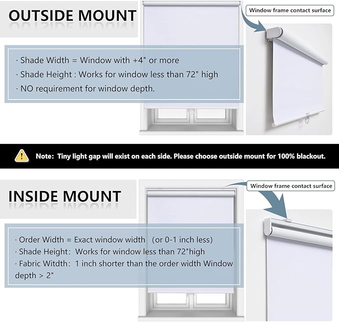 AOSKY Cordless Roller Shades Blackout Blinds - Image 6