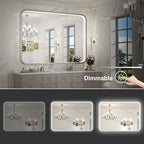 LED Bathroom Mirror with Lights, 48x36 Inch Brushed Silver Framed Lighted - Image 3