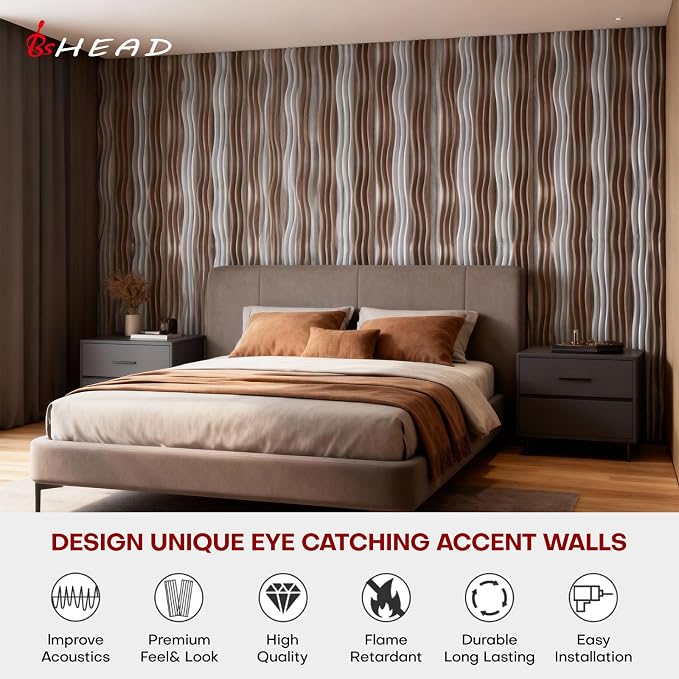 Large Acoustic Wall Panels 47.2"x23.6"x1.57"4-Pack, 3D DIY Wave Sound Proof - Image 5