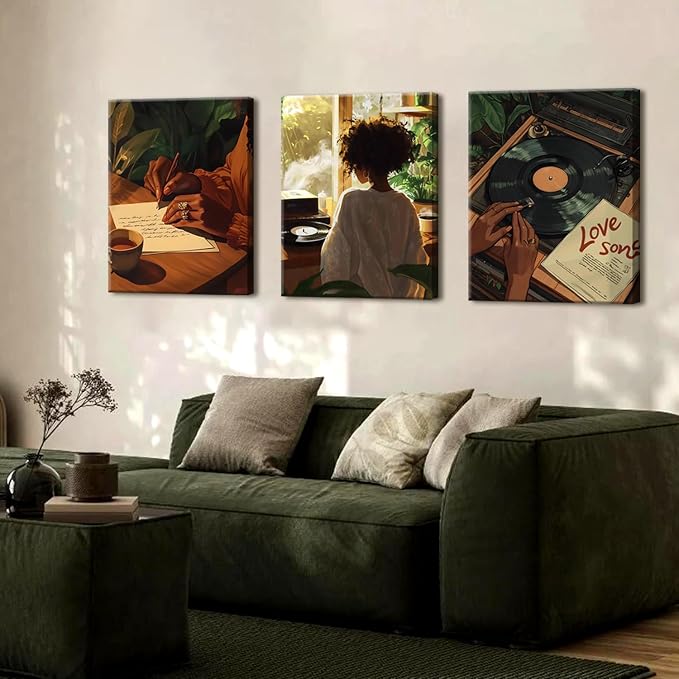 Black Woman Wall Art Set of 3 Fashion Black Girl Wall Decor, Trendy African - Image 3