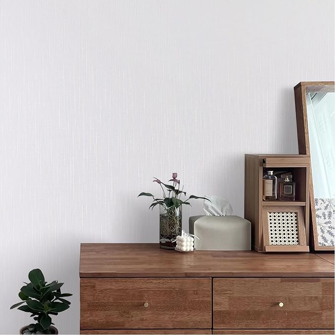 Grasscloth Peel and Stick Wallpaper White Gold Wallpaper15.7 x 118" Linen - Image 3