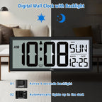 WallarGe Backlight Digital Wall Clock Battery Operated - - Image 2