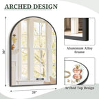 Arched Wall Mirror 30x20 Inch Black Bathroom Vanity Mirror - Image 3