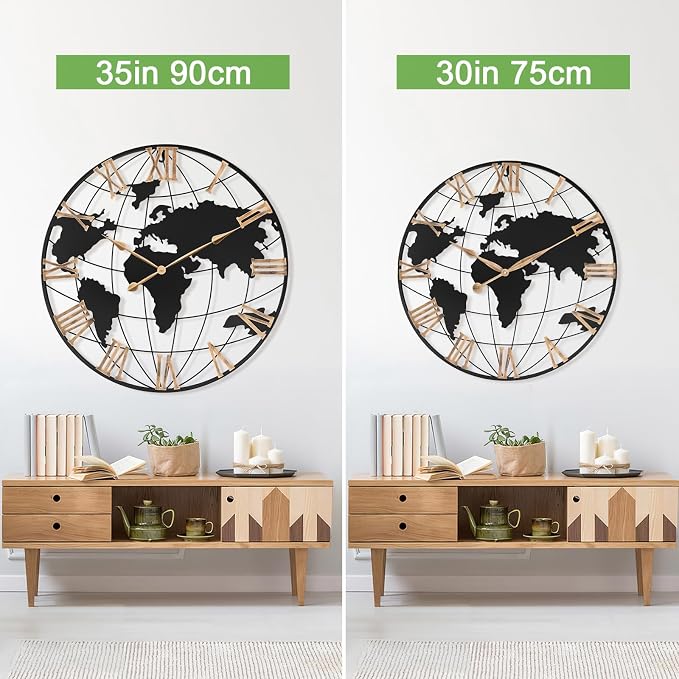36 Inch Extra Giant Oversized Black Metal Wall Clock, Large Modern Decorative - Image 8