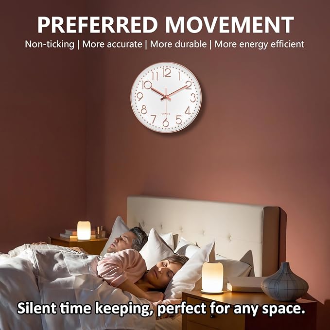 Wall Clock, Silent Wall Clocks Battery Operated 10 Inch- Modern Non Ticking - Image 4