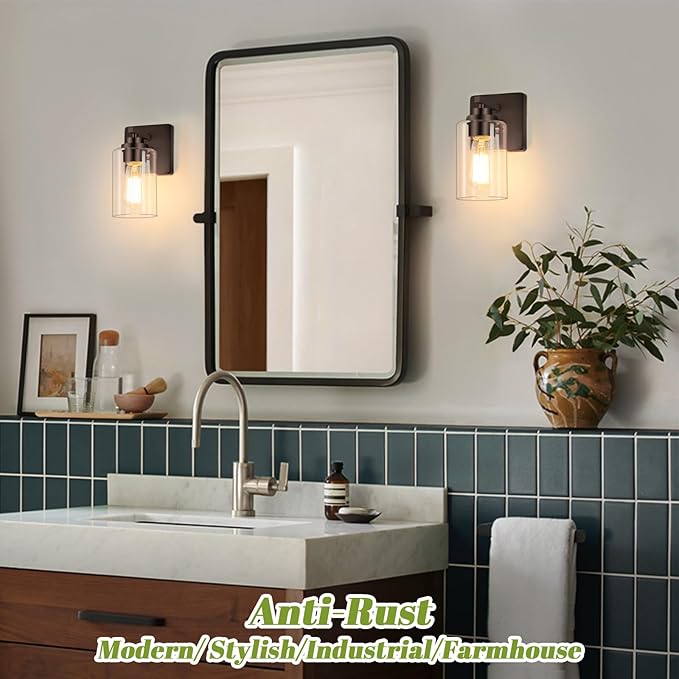 VerRon Set of 2 Wall Sconces for Bathroom, Modern Vanity Light Fixtures - Image 2