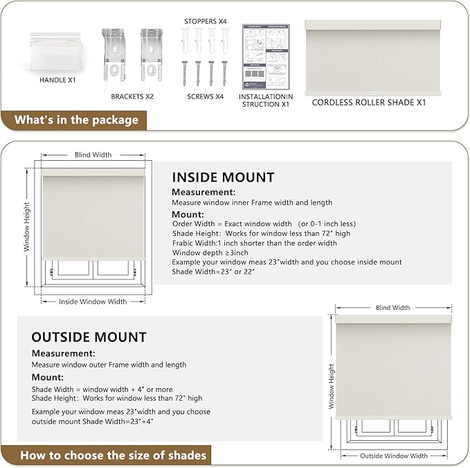 AOSKY Linen Roller Blinds Shades - Image 6