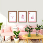 Set of 3 Western Cowgirl Wall Art Pink Bull Skull Wall Decor Painting - Image 5