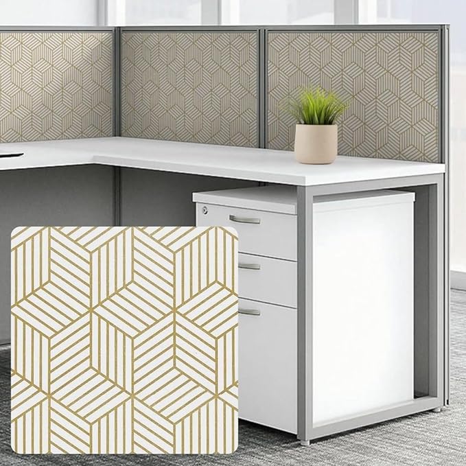 Cubicle Wallpaper for Fabric Walls Removable-Gold and White Geometric Wallpaper by HomeinBold