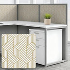 Cubicle Wallpaper for Fabric Walls Removable-Gold and White Geometric Wallpaper by HomeinBold