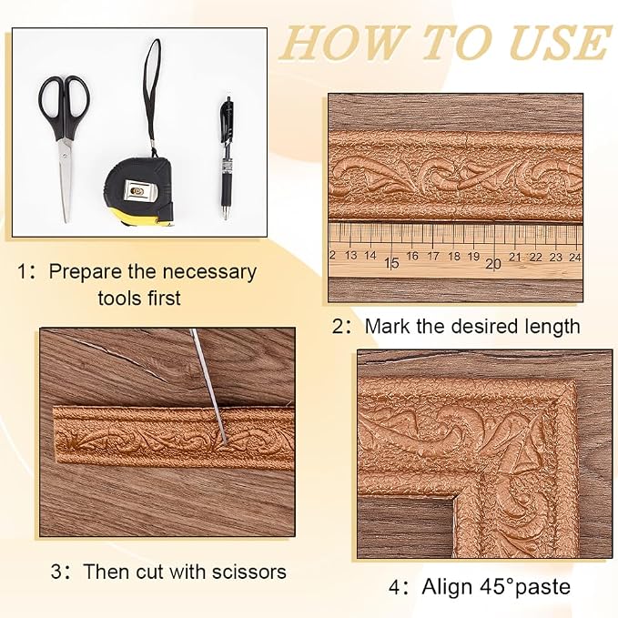 CRASPIRE 90x1.8in Peel Stick Foam Crown Molding Baseboard Trim Bronze Self - Image 5