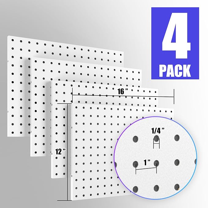 Spampur Peg Board, 4 Pack Metal Peg Board Panels, Craft Room Storage and - Image 3