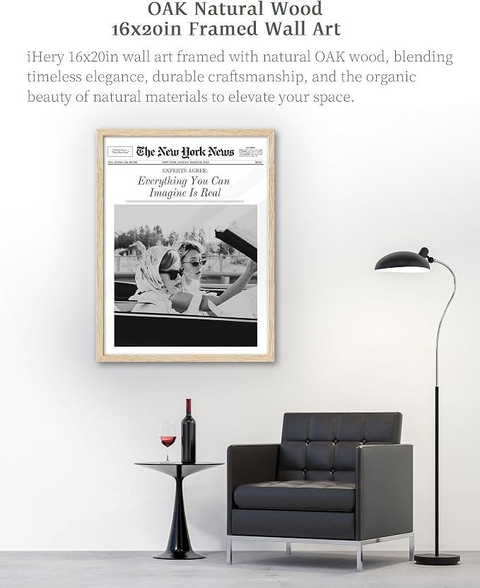 iHery Everything You Can Imagine Is Real Framed Trendy NewsPaper Wall Art - Image 3