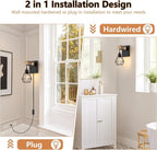 Lomoky Plug in Wall Sconces Set of Two, Vintage Wood Wall Lamps - Image 5