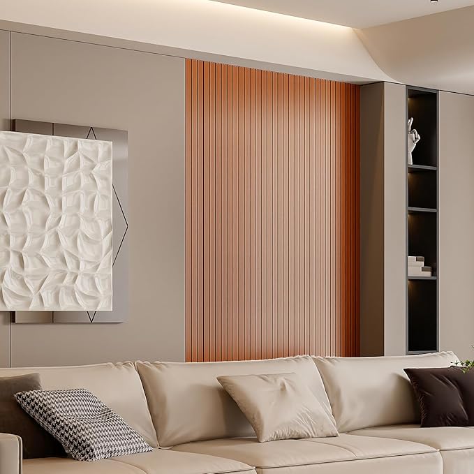 YLL YLL PVC Slat Wall Panel Peel and Stick 236"x 15.7" Faux Walnut Wood Grain - Image 3