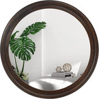 CULER Round Wall Mirrors 24 Inch, Wood Rustic Decorative Transitional Mirror by Culer