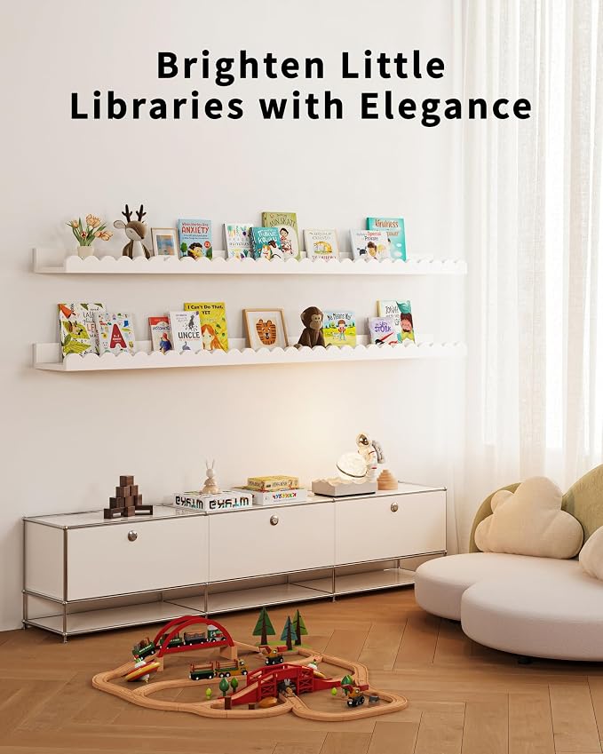 Shario Nursery Book Shelves, Scalloped Shelves, Wall Book Shelves - Image 5