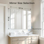 USHOWER 40x30 Inch Large Frameless Bathroom Mirror, Rectangle Wall Vanity Mirror - Image 4