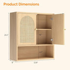 VINGLI Rattan Bathroom Wall Cabinet, Boho Medicine Cabinet - Image 2