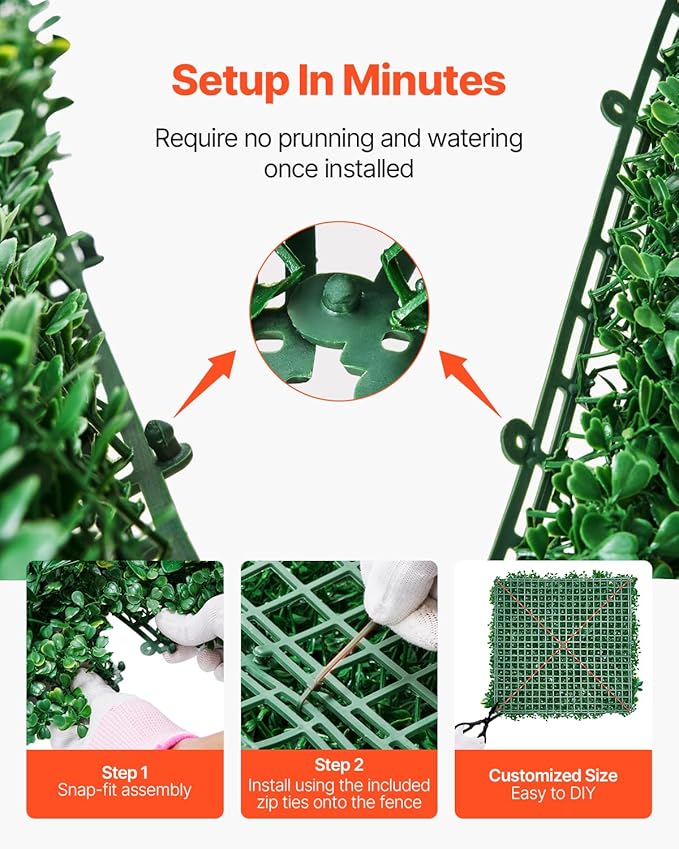 VEVOR Artificial Grass Wall Panels, 3D Combination Greenery Boxwood Panel - Image 4