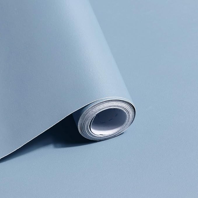 Safiyya 393"x17.7" Blue Wallpaper Grey Blue Peel and Stick Wallpaper Contact by SAFIYYA