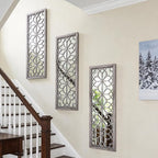 Set of 2 16x41.5 Inch Large Carved Floral Wood Frame Wall Mirrors, Shatterproof - Image 6