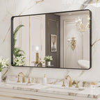 LOAAO 40x24 Inch Black Metal Framed Bathroom Mirror - Image 4