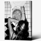 Funny Bathroom Wall Art Black and White posters Bar Disco Party prints painting by Liyark