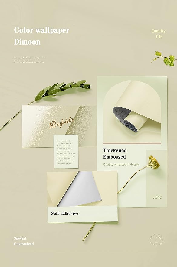 Dimoon 236''x17.7'' Beige Peel and Stick Wallpaper Contact Paper Modern Self - Image 4
