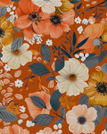 BOKEBEVE Extra Long Orange Wallpaper Stick and Peel Boho Floral Contact Paper by BOKEBEVE