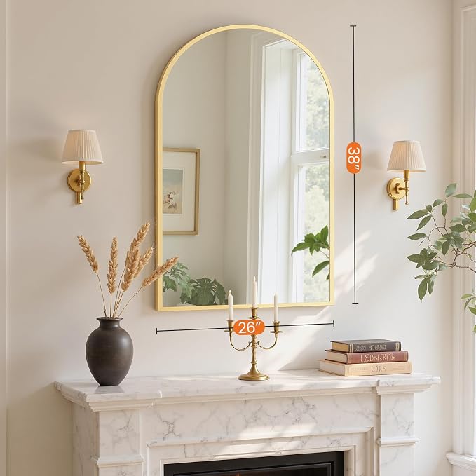 NEWBULIG 26X38 Inch Arched Bathroom Mirror - Image 4