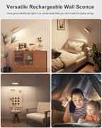 DetarZinLED Battery Operated Wall Sconces Set of 2, Rechargeable Wall Lights - Image 3