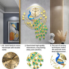 36.6 Inch Large Peacock Wall Clock Non-Ticking Silent, Creative Decorative - Image 6