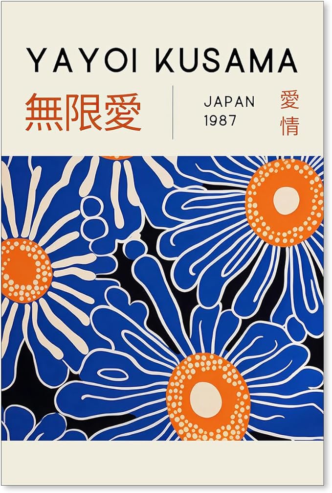 Yayoi Kusama Print Vintage Japanese Wall Art Abstract Yayoi Kusama Poster by Unknown