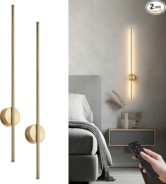 Battery Operated Modern Wall Sconces, Dimmable Wireless Wall Light Set of Two by KARTOOSH