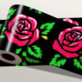 Red Rose Wall Border 196x4 Inch Peel and Stick Floral Wallpaper Border Black by IOHEFY