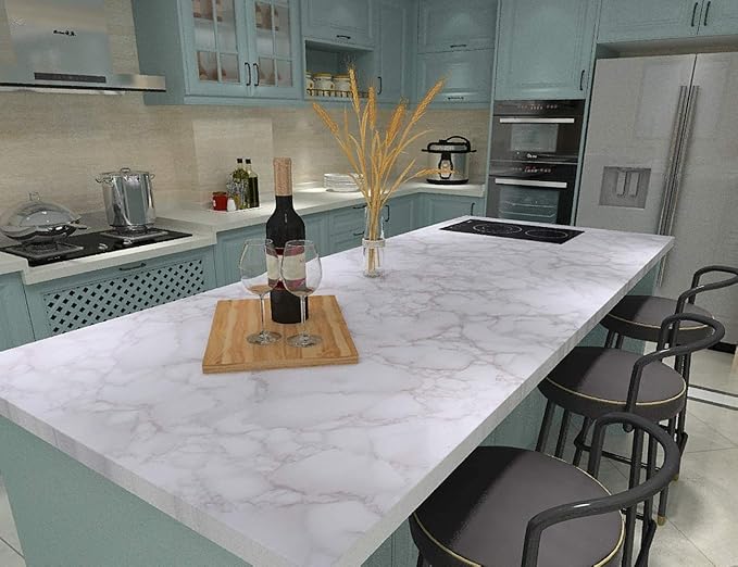 Art3d 120"x17.3" Self-Adhesive Wallpaper, Peel and Stick Grey Marble Paper - Image 4