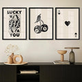 Heiple Framed Set of 3 Poker Wall Art Lucky You Poster, Trendy Retro Print Wall by Heiple