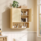VINGLI Rattan Bathroom Wall Cabinet, Boho Medicine Cabinet - Image 4