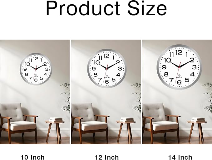 Roymnie Atomic Wall Clock 10 Inch, Modern Clock Battery Operated Classic Analog - Image 6
