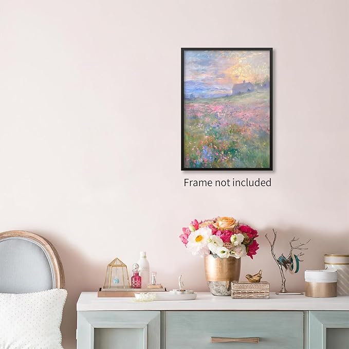 rumlud Pastel Nature Floral Poster Vintage French Country Landscape Wall Art - Image 3