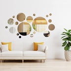Shappy 32 Pcs Acrylic Mirror Wall Stickers Removable Round Wall Decal Circle - Image 6