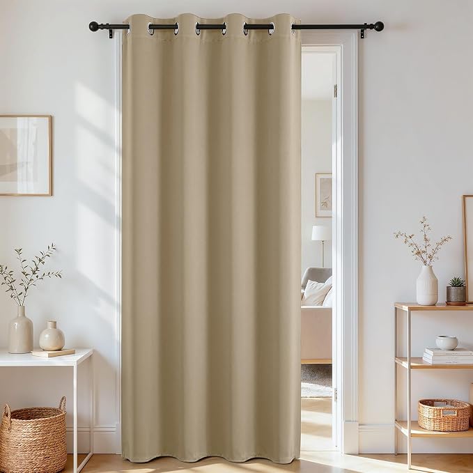 Joydeco Blackout Door Curtain for Doorway Privacy 72 Inches Long, Grommet by JOYDECO